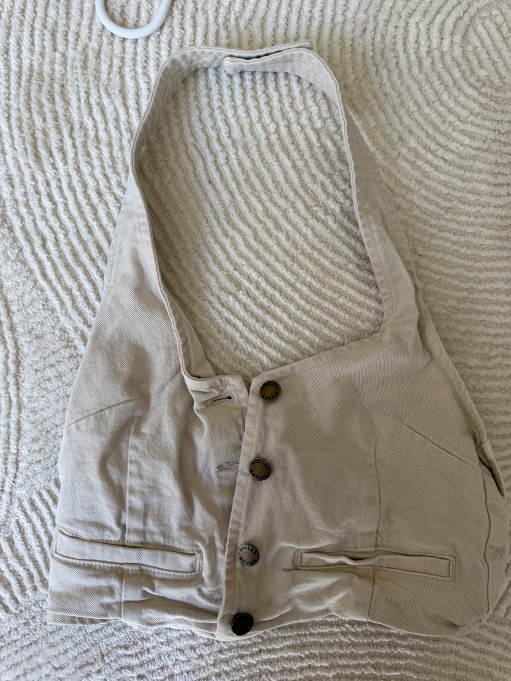 ROLLA'S Off White Denim Crop Halter Vest, S